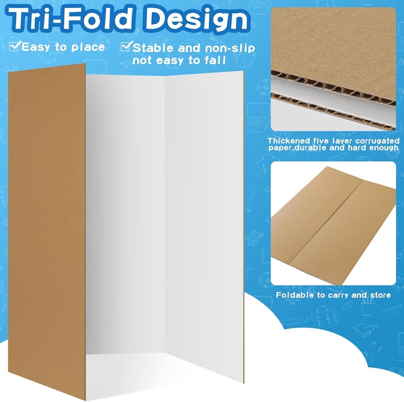 VinTS 8 PCS 36" x 48" Trifold Poster Board White Trifold Foldable Display Poster Board for School Projects, Science Fair,Graduation Exhibitions - Image 4